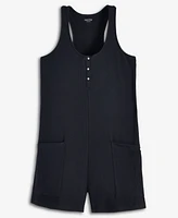 State of Day Women's Racerback Ribbed Henley Romper, Exclusively at Macy's