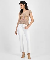 Guess Women's Burnout Moto Babe V-Neck Tee