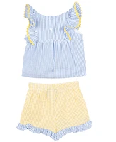 Rare Editions Baby Girls 2-Piece Pineapple Schiffli Seersucker Short Set