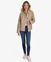 Nautica Jeans Women's Collared Solid Trench Coat