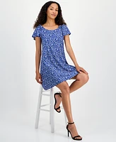 Robbie Bee Women's Printed Off-The-Shoulder Shift Dress