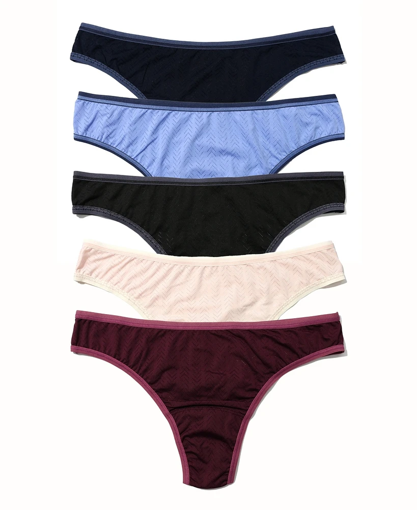 Hanky Panky Women's Move Calm Mid Rise Thong 5 Pack