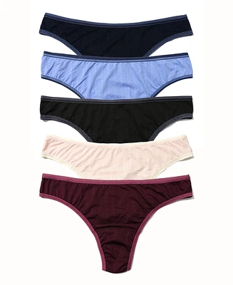 Hanky Panky Women's Move Calm Mid Rise Thong 5 Pack