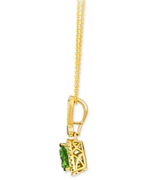 Le Vian Green Apple Peridot (1-1/8 ct. t.w.) & Diamond (1/5 ct. t.w.) Trillion Halo Adjustable 20" Pendant Necklace in 14k Gold