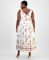 Taylor Plus Floral V-Neck Sleeveless Maxi Dress