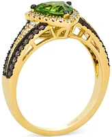 Le Vian Green Apple Peridot (1-1/5 ct. t.w.) & Diamond (1/2 ct. t.w.) Trillion Halo Multirow Ring in 14k Gold
