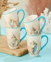 Certified International Escape to the Sea 4-Pc. Mugs, Service For 4