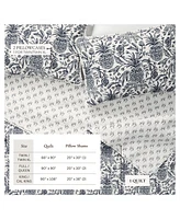 Linery & Co. Cotton Stitched Reversible Coastal 3 Piece Quilt and Sham Set