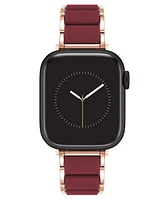 Anne Klein Women's Burgundy Rubberized Link with Rose Gold-Tone Alloy Metal Band for Apple Watch 10 38/40/41mm