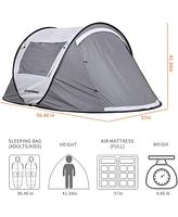 EchoSmile Camping Instant Tent, 2 Person Pop Up Water Resistant Dome Easy Setup for Hiking and Outdoor, Portable Tent with Carry B