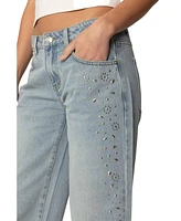 Edikted Women's Everly Studded Low Rise Jeans