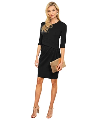 HotSquash London Women's Pleat Waist Dress with 3/4 Sleeves