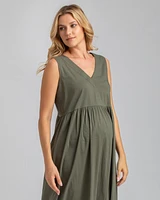 Pietro Brunelli Maternity V-Neck Poplin Waterlily Maxi Dress