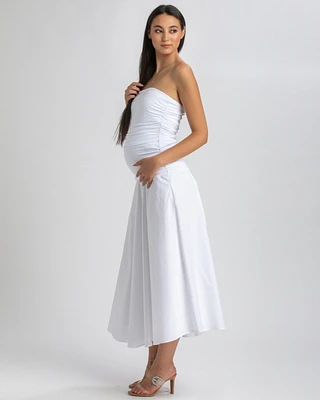 Pietro Brunelli Maternity Maternity Strapless Side Ruching Poplin and Jersey Coco Dress
