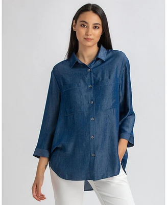 Pietro Brunelli Maternity 3/4 Sleeve Chambray-look Viscose Erica Blouse