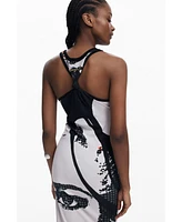 Desigual Women's Fitted midi dress face
