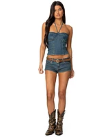 Edikted Women's Jagger Low Rise Denim Shorts