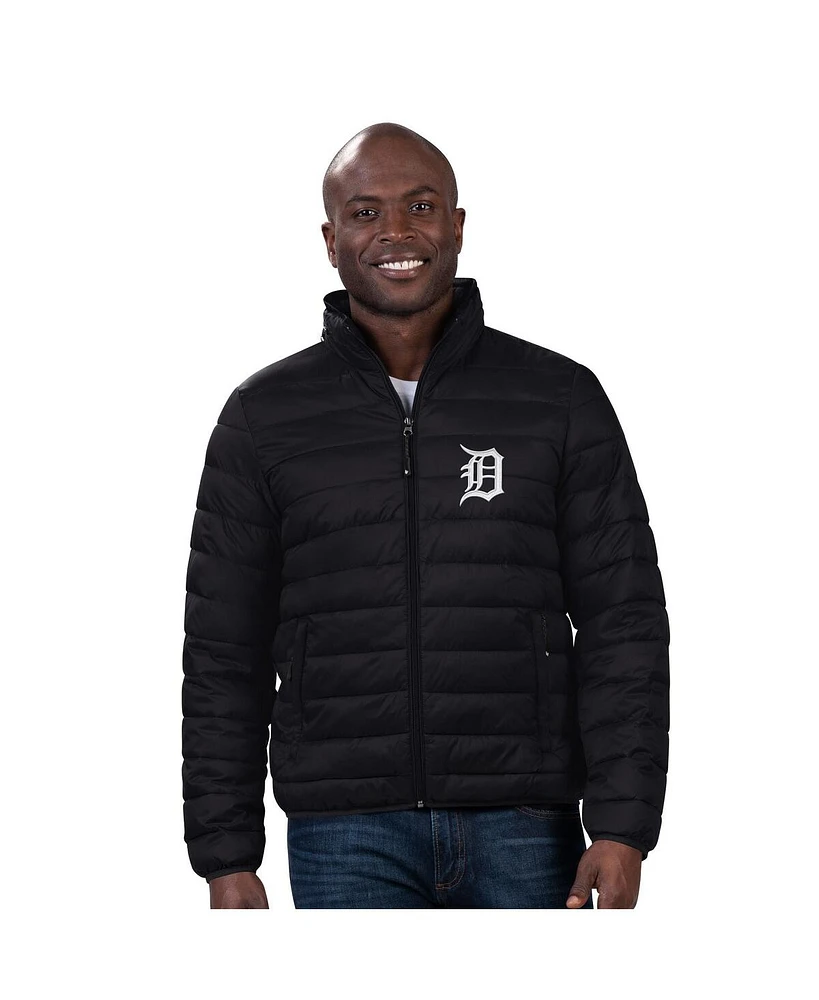 G-iii Sports by Carl Banks Men's Black Detroit Tigers Packable Neck Pillow Full-Zip Puffer Jacket