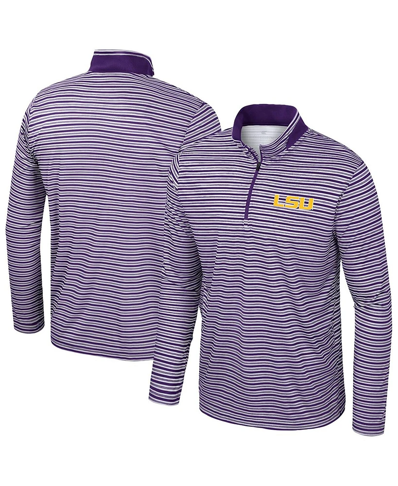 Colosseum Men's Purple Lsu Tigers Striped Quarter-Zip Top