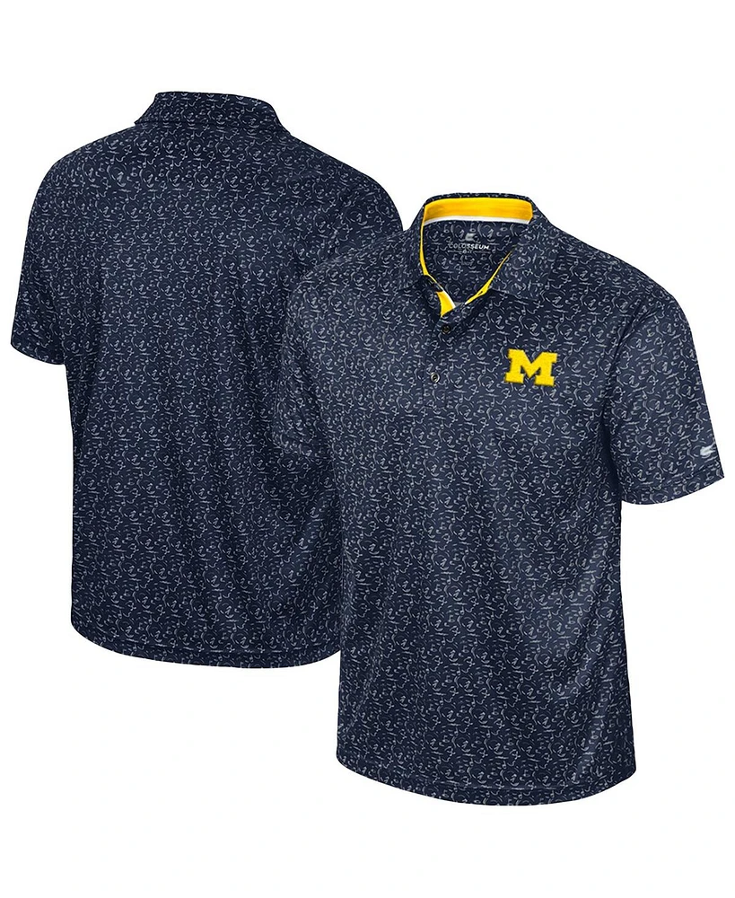 Colosseum Men's Navy Michigan Wolverines Sublimated Golf Polo Shirt
