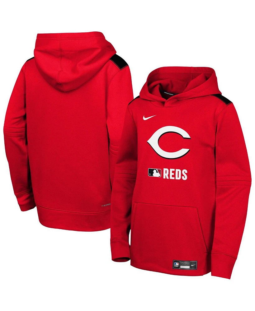 Nike Big Boys and Girls Red Cincinnati Reds Authentic Collection Performance Pullover Hoodie