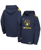 Nike Big Boys and Girls Navy Milwaukee Brewers Authentic Collection Performance Pullover Hoodie