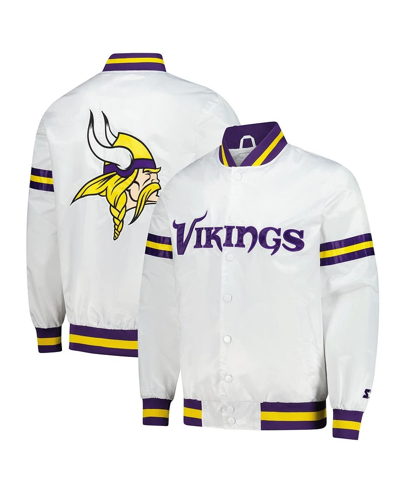 Starter Men's White Minnesota Vikings Scout Full-Snap Varsity Jacket