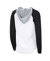 G-iii 4Her by Carl Banks Women's White/Black Los Angeles Kings Vip Raglan Long Sleeve Hoodie T-Shirt