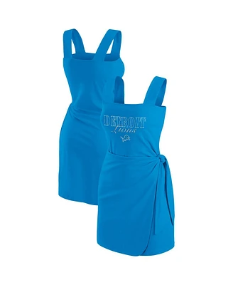Wear by Erin Andrews Women's Blue Detroit Lions Wrap Dress