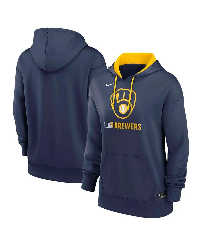 Nike Women's Navy Milwaukee Brewers Authentic Collection Performance Pullover Hoodie