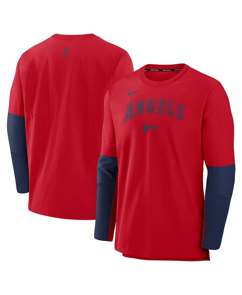 Nike Men's Red/Navy Los Angeles Angels Authentic Collection Player Lightweight Performance Long Sleeve Top