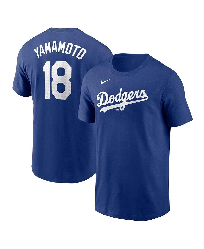 Nike Men's Yoshinobu Yamamoto Royal Los Angeles Dodgers Fuse Name Number T-Shirt