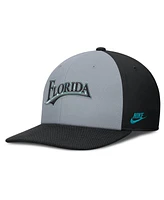 Nike Men's Gray/Black Florida Marlins Cooperstown Collection Pro Performance Snapback Hat