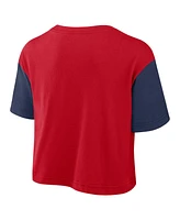 Nike Women's Red/Navy Atlanta Braves Script Cropped Performance T-Shirt