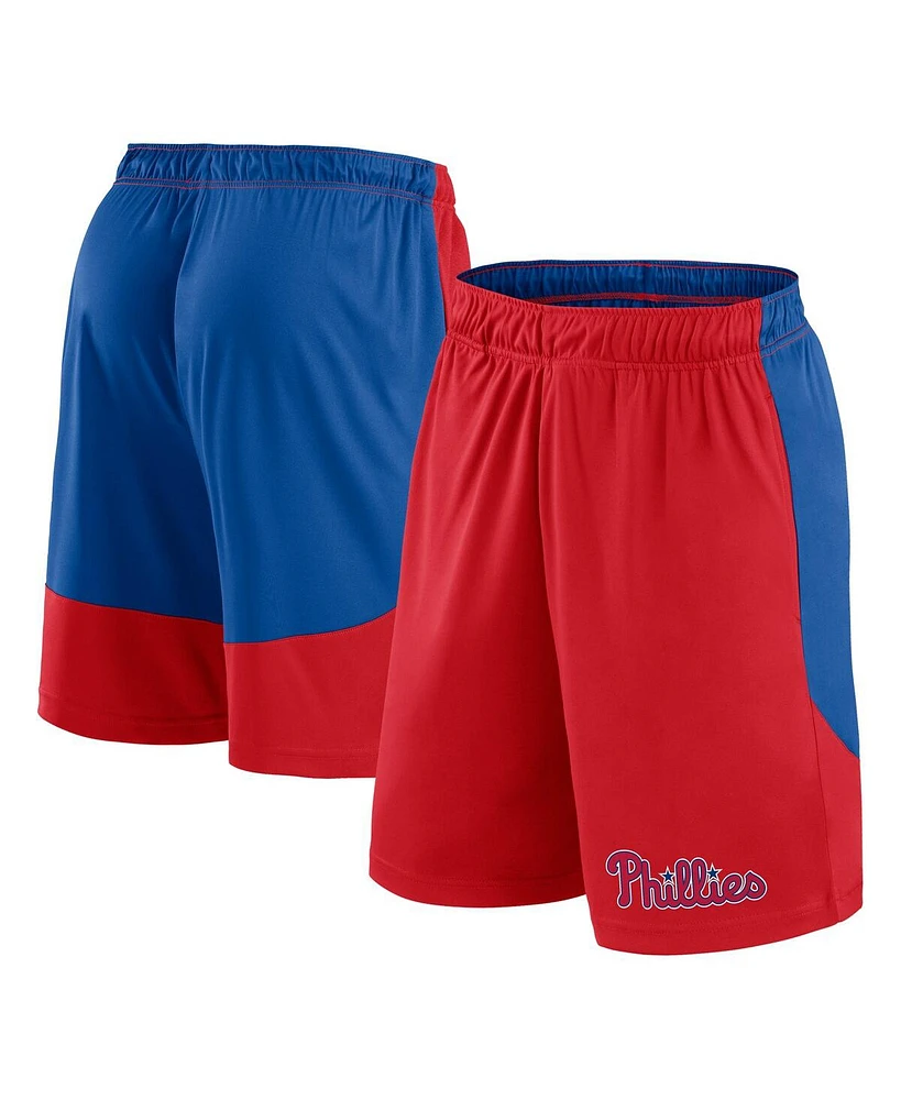 Fanatics Men's Red/Royal Philadelphia Phillies Launch Polyester Shorts
