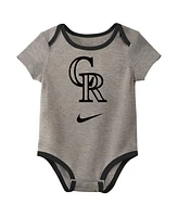 Nike Baby Boys and Girls Colorado Rockies Authentic Collection Bodysuit, Pack of 3