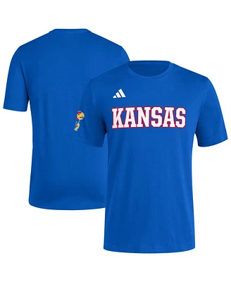 Adidas Men's Royal Kansas Jayhawks Fresh Wordmark T-Shirt