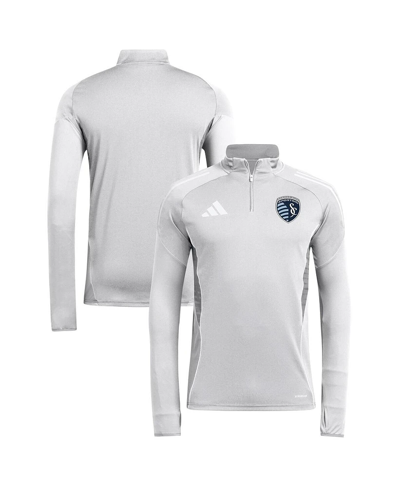 Adidas Men's Silver Sporting Kansas City 2025 Quarter-Zip Long Sleeve Training Top