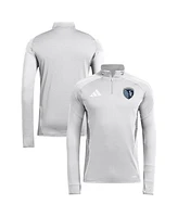 Adidas Men's Silver Sporting Kansas City 2025 Quarter-Zip Long Sleeve Training Top