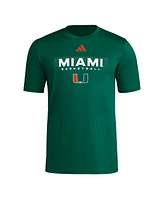Adidas Men's Green Miami Hurricanes Basketball Locker On-Court The Fade Pregame Aeroready T-Shirt