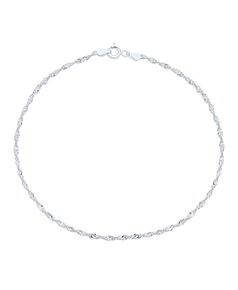 Bling Jewelry Singapore Chain Twisted Curb Anklet Ankle Bracelet .925 Sterling Silver