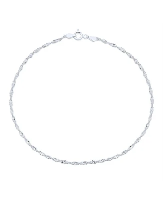 Bling Jewelry Singapore Chain Twisted Curb Anklet Ankle Bracelet .925 Sterling Silver