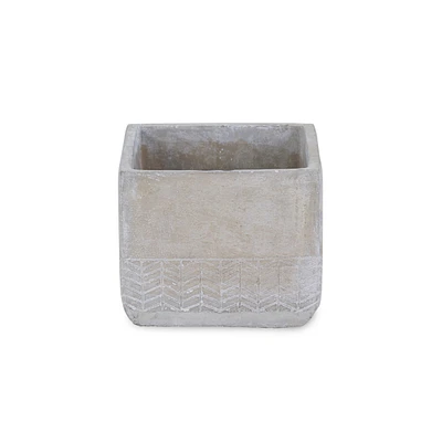 Cement Square Pot Planter with Chevron Design – Indoor/Outdoor Use