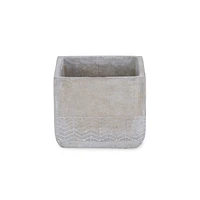 Cement Square Pot Planter with Chevron Design – Indoor/Outdoor Use