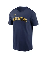 Nike Men's William Contreras Navy Milwaukee Brewers Fuse Name Number T-Shirt