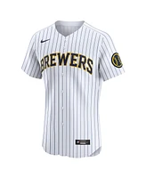 Nike Men's White Milwaukee Brewers Alternate Vapor Premier Elite Patch Jersey