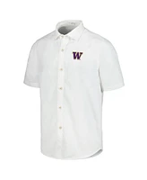 Tommy Bahama Men's White Washington Huskies Coconut Point Palm Vista Island Zone Camp Button-Up Shirt