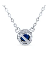 Bling Jewelry Petite Delicate 5MM Bezel Set Cz Solitaire Pendant Station Necklace Cubic Zirconia .925 Sterling Silver