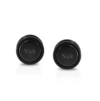 Bling Jewelry Black Bar Bell 10MM Round Illusion Faux Ear Plug Earring Black Titanium Over Surgical Steel 16G Screw back