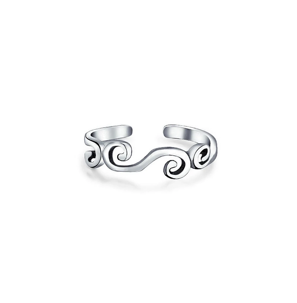 Bling Jewelry Open Spiral Pinky Midi Filigree Celtic Scroll Swirl Toe Ring Oxidized .925 Silver Sterling Adjustable